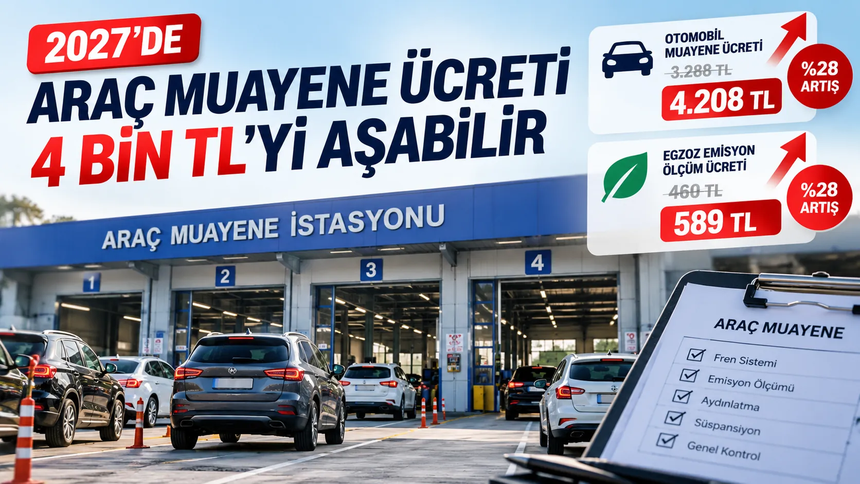 2027’de araç muayene ücretlerinde beklenen artışı gösteren araç muayene istasyonu