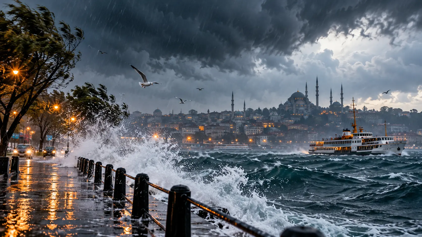 İstanbul ve çevresinde beklenen kuvvetli sağanak ve fırtınayı gösteren hava durumu görseli