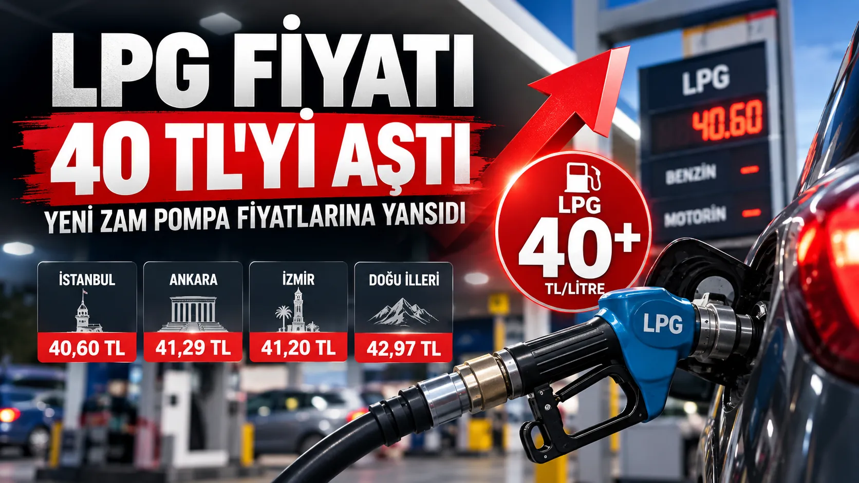 LPG fiyatlarında yeni zam ve 40 TL'yi aşan litre fiyatını gösteren akaryakıt istasyonu
